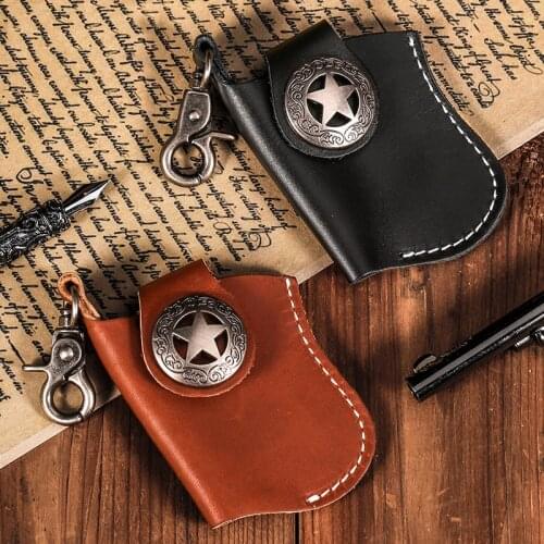 Leather Lighter Cover Man Cigarette Lighter Holder Pocket Lighter Cover For Zippo Ordinary Plane Kerosene Machine YJ647