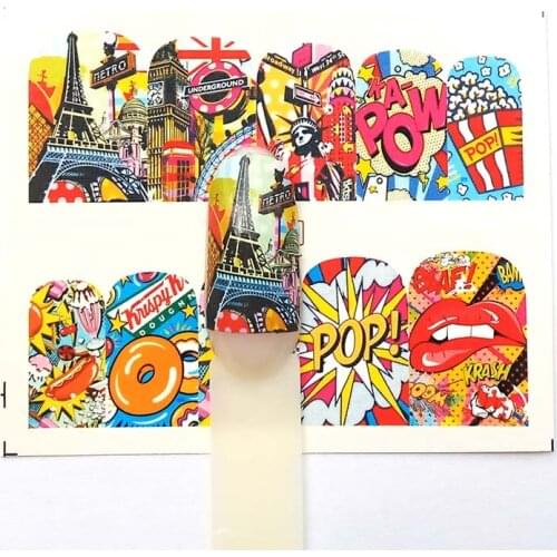 Nail Stickers Water Decals Slider Iron tower Lips Iron tower Manicure Nail Art Decoration C11
