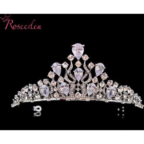 New Fashion Luxury CZ Crystal Bridal Crown Tiaras Diadem Tiaras for Women Bride Wedding Hair Accessories RE3589