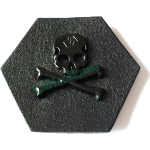 Wholesale Free Shipping 20pcs/Lot black PU leather stitching label plastic skull tissue icons label 2017032001