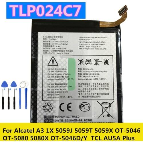 Original 2460mAh TLP024C1 TLP024C7 Phone Replacement Battery For Alcatel V577VL Smart Phone Batteries + Tools