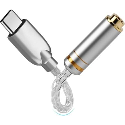 Type-C To 2.5/3.5/4.4mm Convert USB C To 2.5mm Cable Type C to 3.5mm 4.4mm Female Earphone Jack Pure Silver Wire Audio Cables