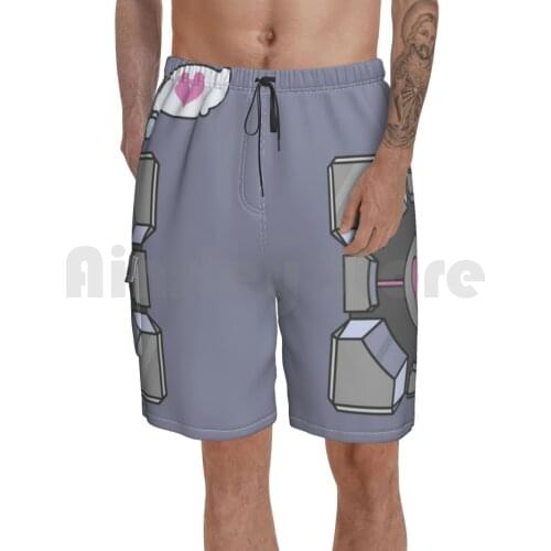 Portal Companion Cube Heartbroken Beach Shorts Men Beach Pants Swimwear Portal Companion Cube Portal Companion Cube