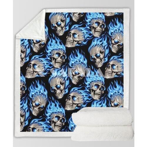 Flower Skull Head Trippy Dark 3D Print Plush Throw Sherpa Fleece Bedspread Blanket Vintage Bedding Square Picnic Wool Soft-1