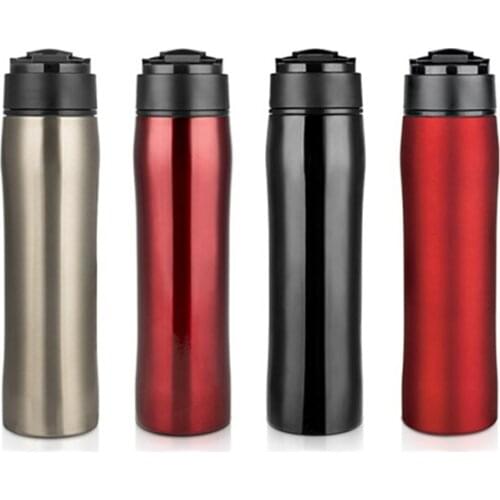 EAS-Stainless Steel Portable Coffee Press Maker Travel with Coffee Plunger Filter Double Wall Vacuum Mug Pot