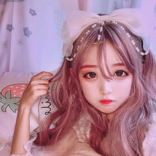 Hand Made Headdress Lolita Hair Bands Headdress Gorgeous Bow Bead Necklace KC Compatible Angel Handle/Angel Book