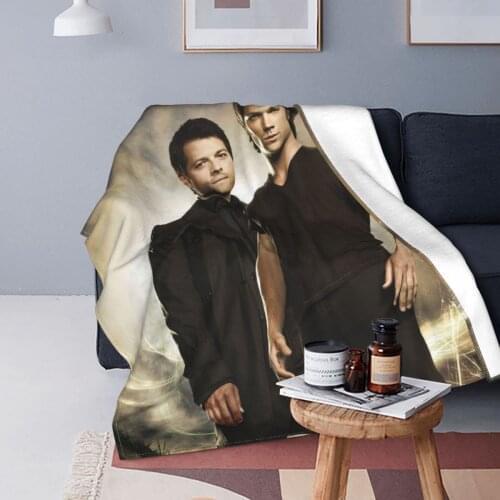 Supernatural Blanket Flannel Print Sam Winchester Portable Super Warm Throw Blanket for Sofa Couch Plush Thin Quilt