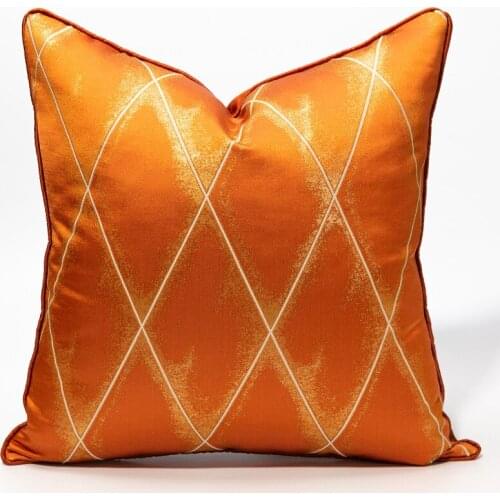 Light Luxury Satin Orange Diamond Lattice Pillowcase Sofa Cushion Cushion Pillow Pillowcase Fashion