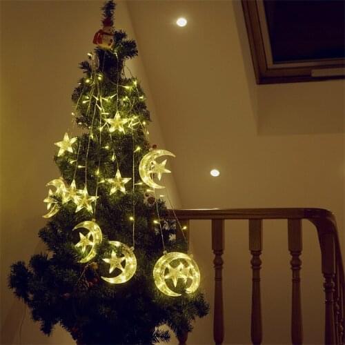 3.5M Icicle Star Moon Lamp LED Curtain Fairy String Lights Garland Christmas New Year Decoration Holiday Home Wedding EU 220V