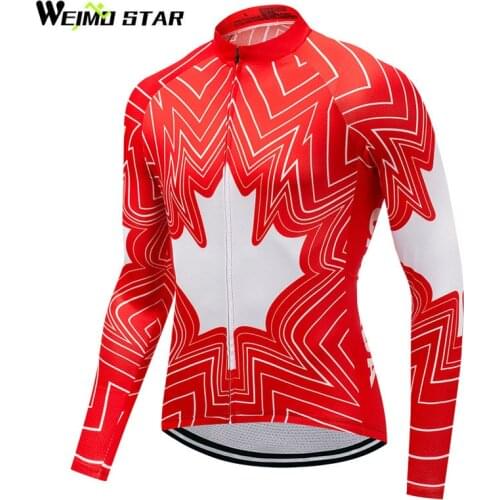 Weimostar 2018 Canada Racing Sport Team Cycling Jersey Long Jacket Autumn Men Bicycle Cycling Clothing Spring mtb Bike Jersey