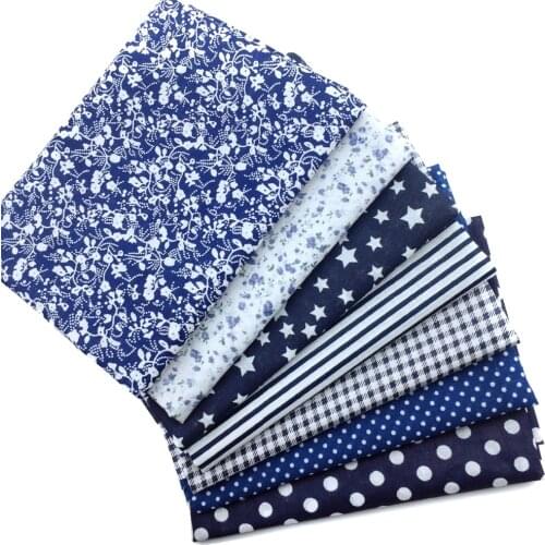 Dark Blue 7 Pieces/lot 50cmx50cm Vintage Plain Cotton Fabric Fat Quater Bundle Patchwork Fabric Tilda Cloth Diy Quilting Tales