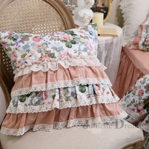 Vintage pillow cases Lace Ruffle handmade designer pillow for bedding linen pillow cover cake layers pillowcase throw pillows