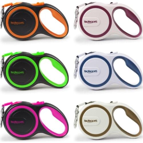 5M large dog traction rope 10-30kg retractable 3/5m automatic traction rope pet running walking extension lead multicolor