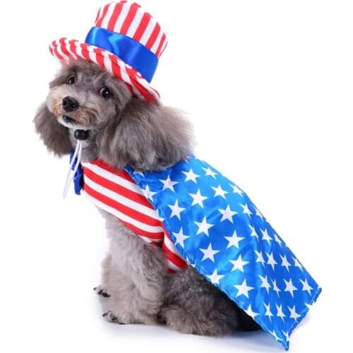 Funny America flag dog Clothing Coat Puppy Clothes hat 2pcs/set for Small Dog Clothing Cute Ropa Para Perro ubranka dla psa