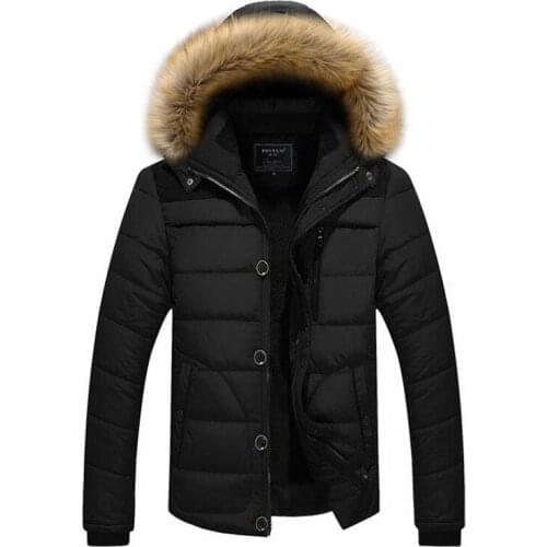 Winter Casual Fur Collar Long Thick Parkas Jacket Coat Men Outwear Hooded Pockets Waterproof Jackets Parka Mens Warm Windbreaker