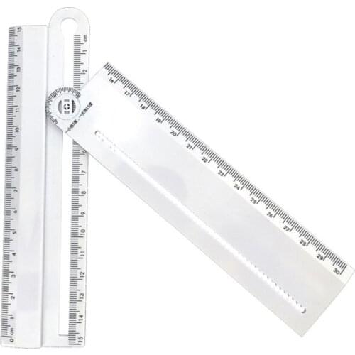 1pcs Simple Style 30cm Transparent Rectangle Ruler Protractor Student Stationery Drawing Tool Supplies