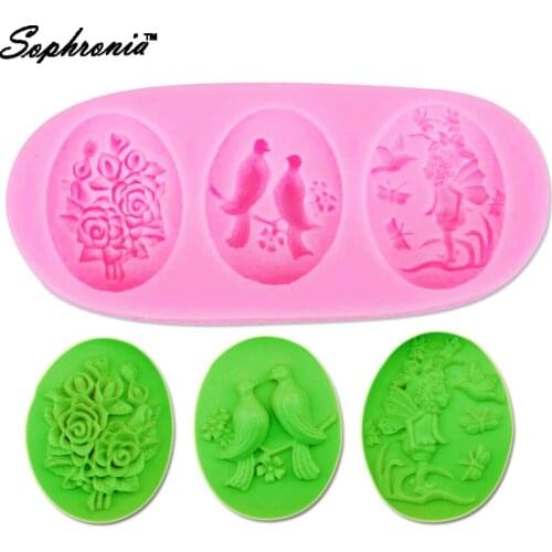 10pcs/set Flower Rose Bird Angel Girl Butterfly Silicone Fondant Mold Silicone Cake Decorating Cake Tool F1053,11.2*5*1.4 cm