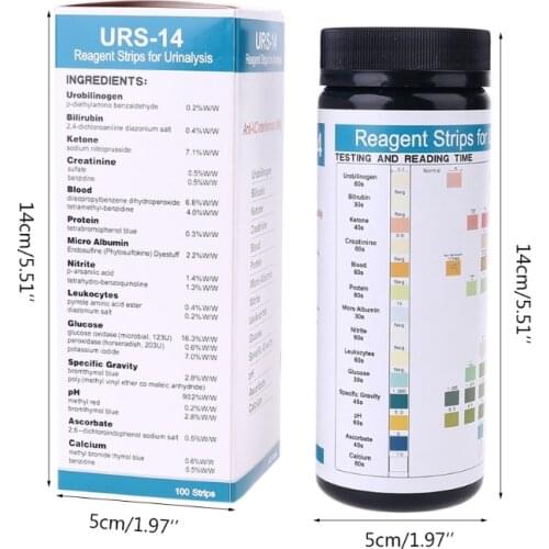 100 Strips URS-14 Urine Test Paper Strip 14 Parameters Ketone Calcuim Glucose... Dropshipping