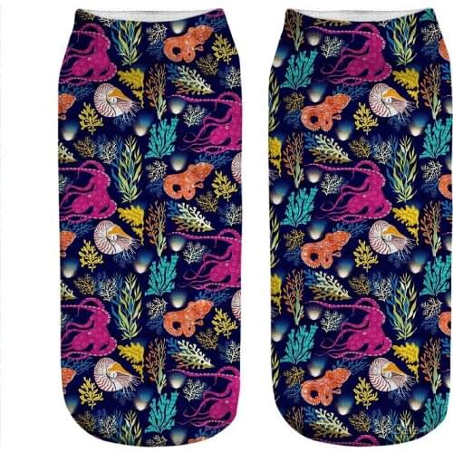 2021 Womens socks kawaii Cephalopods black Printed Socks Woman harajuku Happy Funny Novelty cute girl gift Socks for women