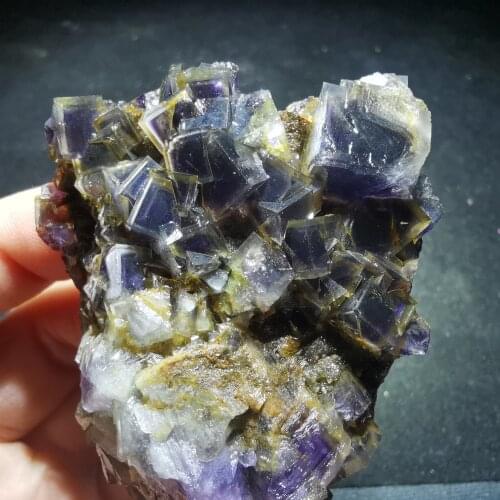 95gNatural rare window purple fluorite mineral specimen healing energy geology teaching home decoration CRYSTAL QUARTZ GEM