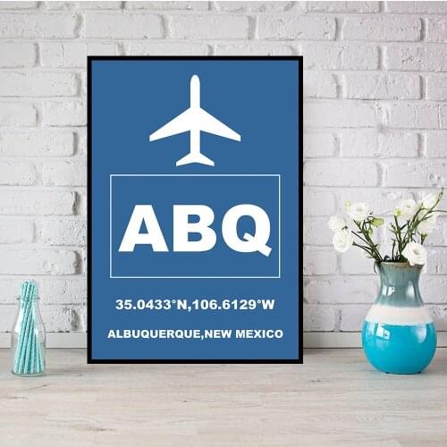 ABQ Albuquerque International Airport Aviation Poster Art Poster Art Print Wall Canvas Painting Wall Art for Living Room