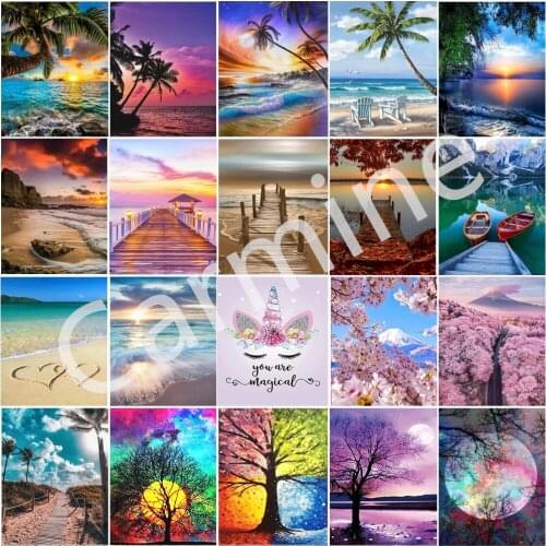 DIY 5D Diamond Painting Landscape Beach Waves Cross Stitch Embroidery Homemade Picture Full Round&Square Drill Home Decoration