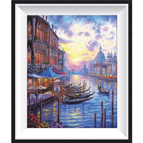 Diamond Painting Venice Sunset 5D Embroidery Water City Scenery Set DIY Some AB Drill Mosaic High-Quality Rhinestone Kit