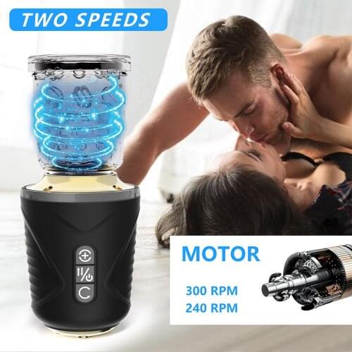 Automatic Telescopic Rotation Male Masturbation Cup 14*14 modes Silicone vagina real pussy adult Masturbator sex toys for men