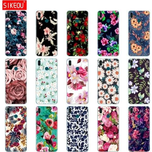 Case For Huawei Y9 2019 Case Silicone TPU Cover Soft Phone Coqa For Huawei Y9 2019 Y 9 Coque Etui Bumper Flowers Fundas