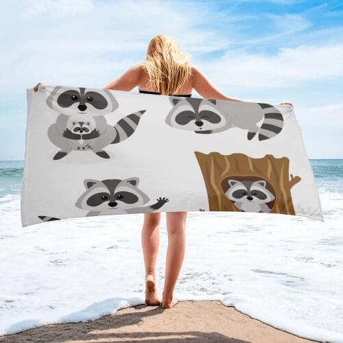 Black Gray Raccoon Cute Arbor Beach Towel Luxury Quick-dry Microfiber Bath Towels Yoga Mat Sport Swimming Towels
