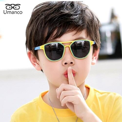 New Double Beam Polarized Sunglasses for Children Silicone Frame TAC Lens Boys Girls Eyeglasses UV400 Shades Outdoor Beach Gift