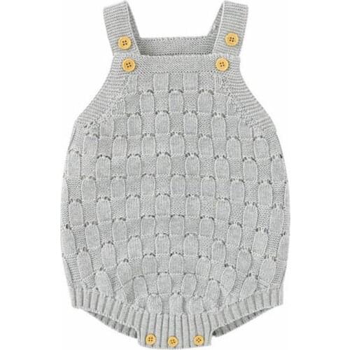 Infant Knitted Romper Baby Girl Summer Autumn Simple Color Sleeveless Suspender Jumpsuit Solid Color Outfit