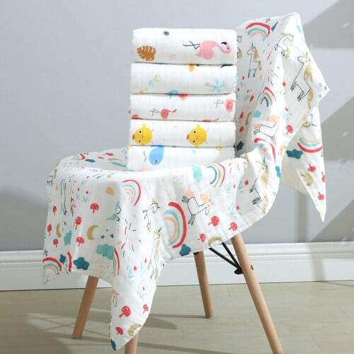 Six cartoon printing layer gauze baby bath towel wholesale high-density baby bath towel 70 * 140 the infant child home textile