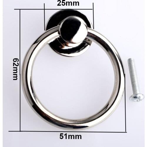 Dia 50mm modern simple chrome silver drop ring drawer cupboard tv cabinet furniture door handle pull knob
