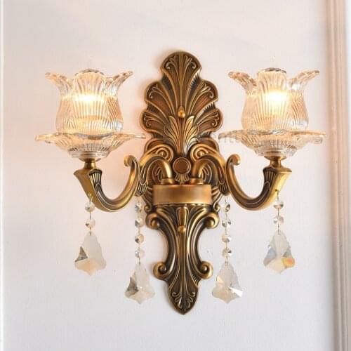 European Crystal Wall Lamp Vintage Sconce Wall Lights for Home Living Room Decoration Bedroom Light Fixtures Industrial Decor