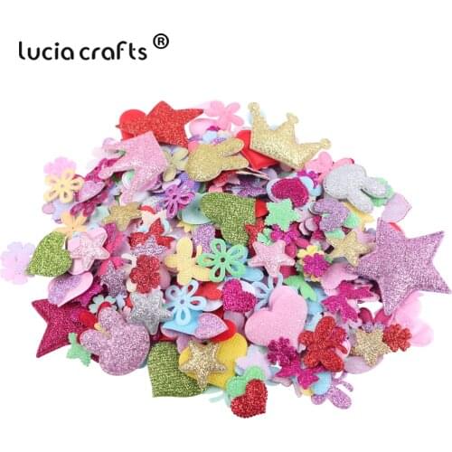 20g(approx 200pcs) 10-35mm Random mixed Glitter Felt Cloth Non-woven Fabric DIY Scrapbooking Applique Wedding Decoration B1111