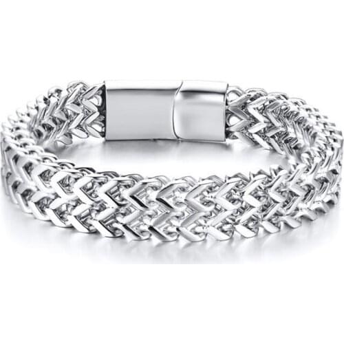 GNAYY Pure Stainless steel Mens jewelry Sold Double Link Chain bracelet Bangle 12.5mm 8.66'' high quality