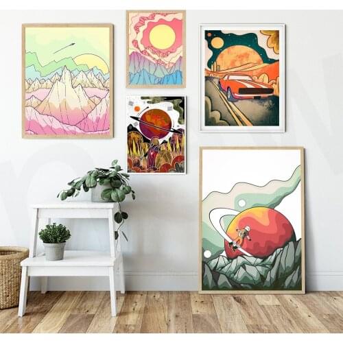 Canvas Hd Prints Planet Car Sun Pictures Wall Artwork Painting Home Decoration Cartoons Modular Poster For Living Room No Frame