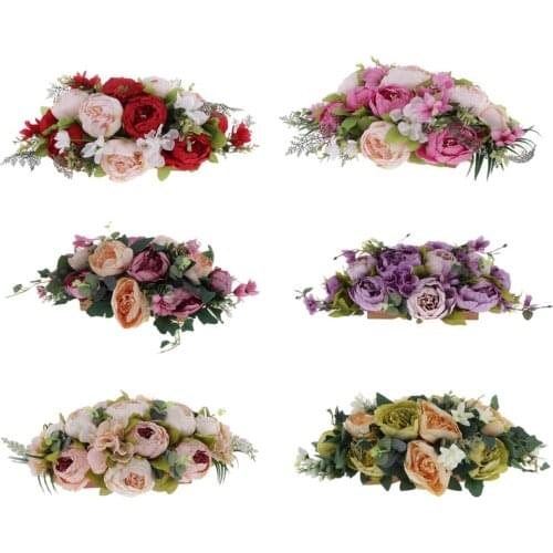 Fake Flowers, Vintage Artificial Rose Silk Flowers with Holder Vase for Wedding Home Decoration (Multicolor)