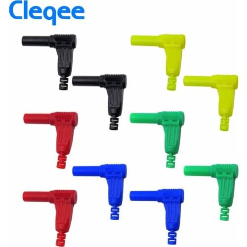 Cleqee P3014 10pcs High Quality safety 4mm shrouded 90 degree Right Angle Banana plug self-assembly DIY connectors