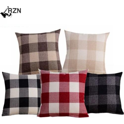 45x45cm Simple Style Classical Lattice Pattern Cushion Cover Square Pillow Case Home Decor For Sofa Bed Car Throw Pillow