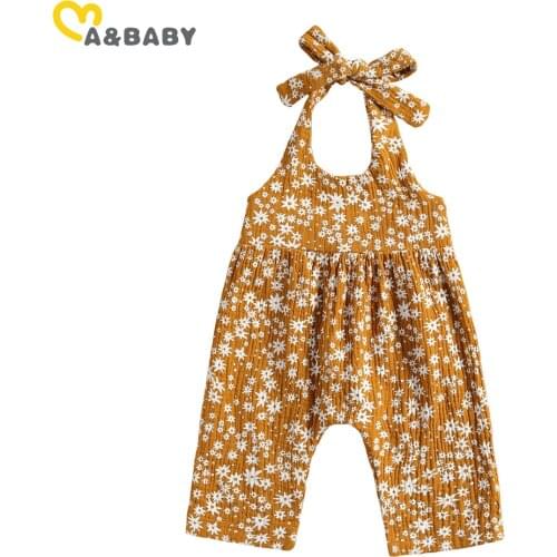 Ma&Baby 0-24M Summer Newborn Infant Baby Girl Flower Jumpsuit Sleeveless Rompers Toddler Girl Vintage Clothes