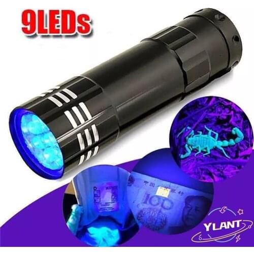 Mini UV ULTRA VIOLET 9 LED Flashlight Torch 4.5v Light Waterproof Aluminum Lamp Outdoor Portable Tactical Lighting Tool UV Lamp