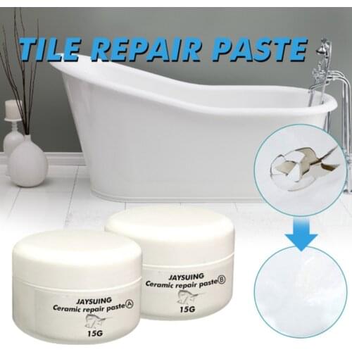 Ceramic Paste Floor Tile Adhesive Tile Repair Agent Tub Tile and Shower Repair Kit Porcelain Repair Kit for Crack Chip 2PCS