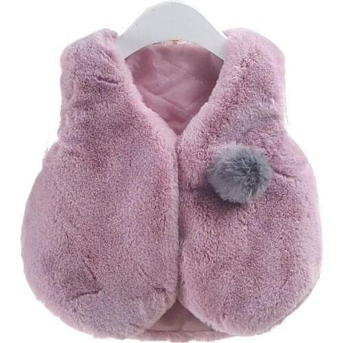 New Baby girls farx fur jackets V-neck Solid color Winter Autumn 6M-2 old size Clothes 7BT032