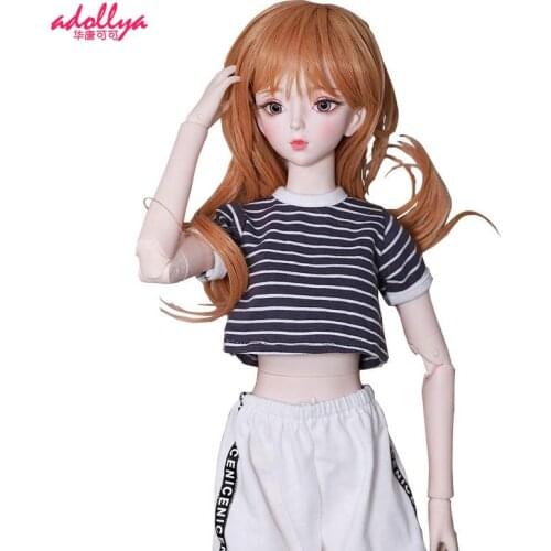 Adollya 1/3 Doll Clothes Accessories Sportswear Set Short Striped T-shirt And Sweatpants Clothing BJD SD Dolls Girls Toy Clothes