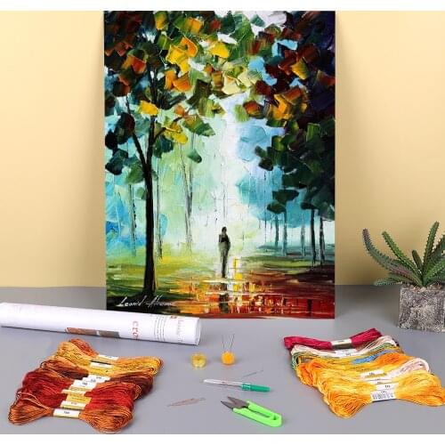 Autumn Fog Pre-Printed 11CT Cross-Stitch Embroidery Full Kit DMC Threads Handmade Hobby Handicraft Knitting Magic Design