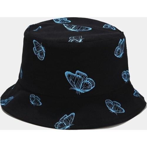Butterfly Print Bucket Hats Women Summer Outdoor Sun Hat Fashion Fisherman Caps Foldable Sunscreen Panama Cap