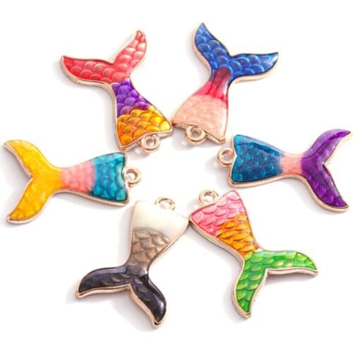 10pcs/lot Fish Scale Mermaid Tail Charm Sea Shell Charms Ocean Pendants Enamel Charms Handmade Pendants Jewelry Making Handmade