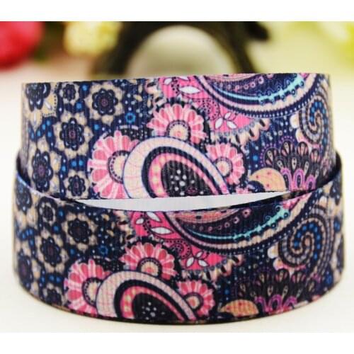 22mm 25mm 38mm 75mm Paisley Cartoon printed Grosgrain Ribbon party decoration 10 Yards X-03544